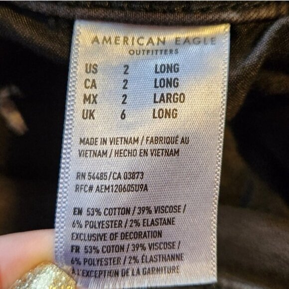 American Eagle AEO Black Hi-Rise Jeggings Ripped High Waisted Stretchy Skinny - Picture 8 of 11